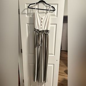 Green and white jumpsuit